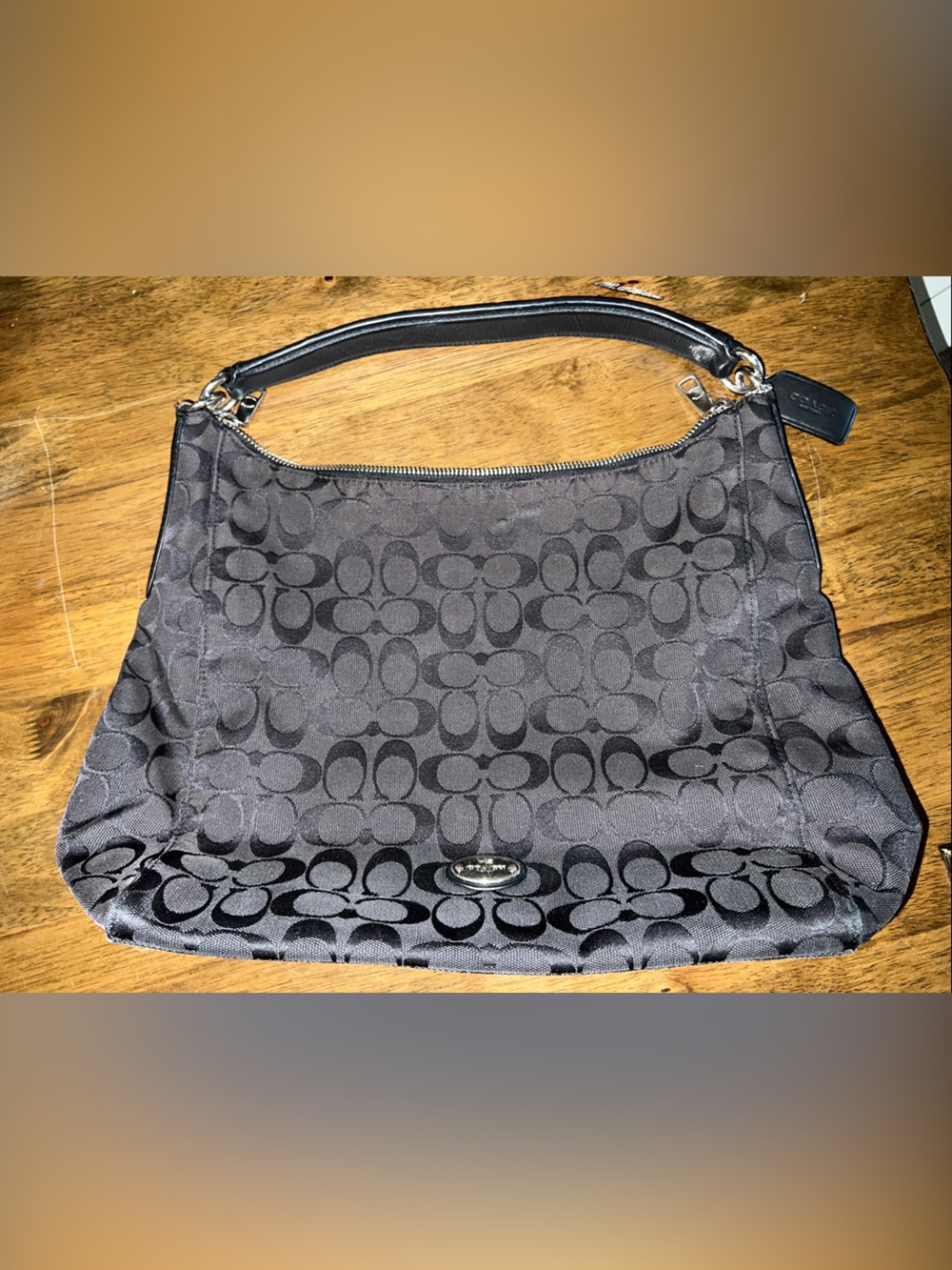 Coach Black Signature Jacquard Shoulder Bag